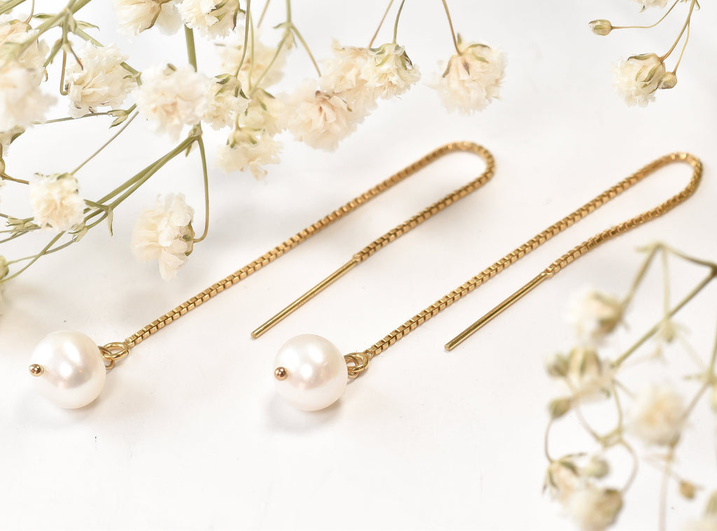 Gold Filled Pearl Threader Earrings
