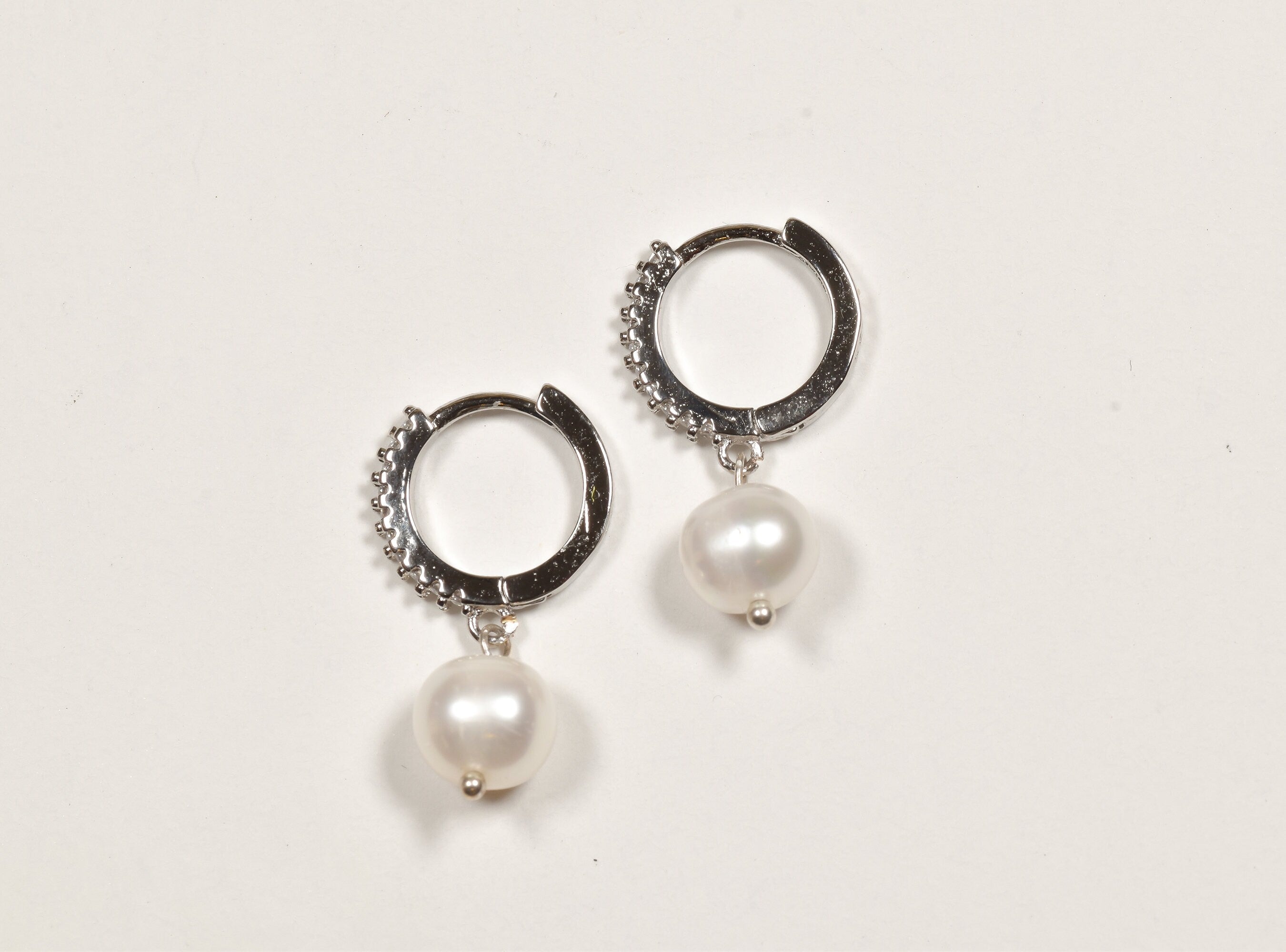 Pearl Huggie Hoop Earrings