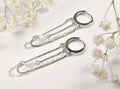 Sterling Silver Chain Hoop Earrings  Pearl Dangle Cartilage Hoops