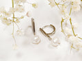 Sterling Silver Pearl Huggie Earrings