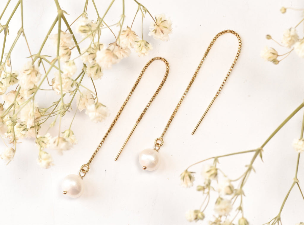 Gold Filled Pearl Threader Earrings