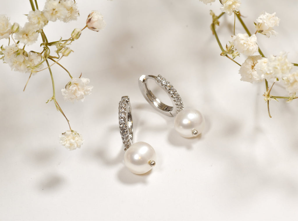 Pearl Huggie Hoop Earrings