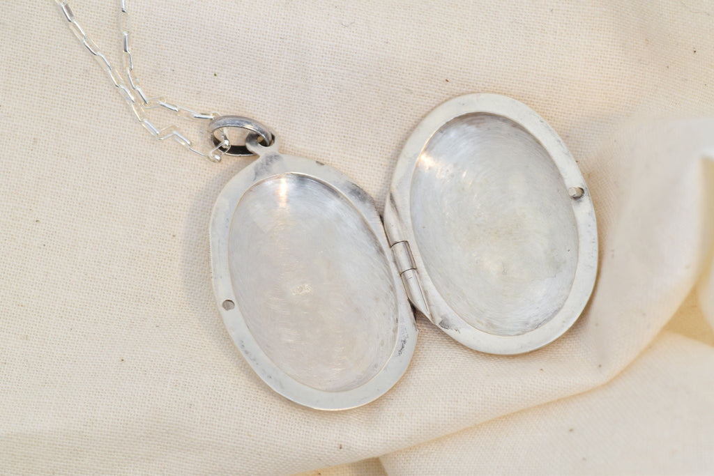 Art Deco Engraved Sterling Silver Locket