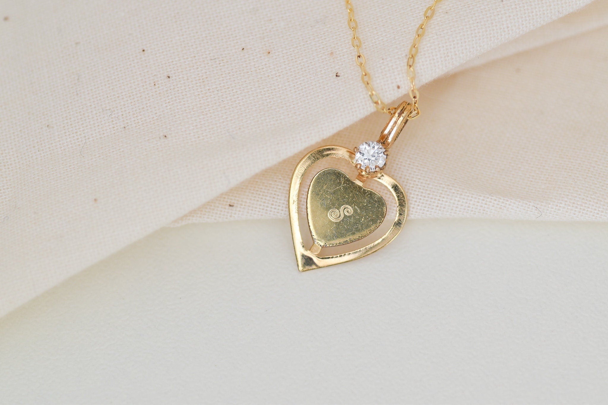 Vintage Gold Fill Heart Pendant Necklace