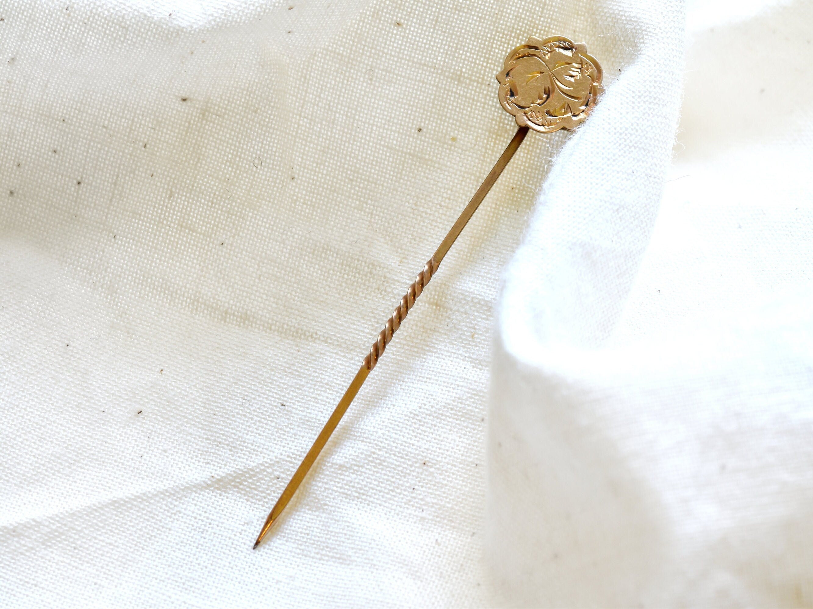 Antique Victorian Small Scalloped Stick Pin Brooch | Gold Fill Estate Vintage