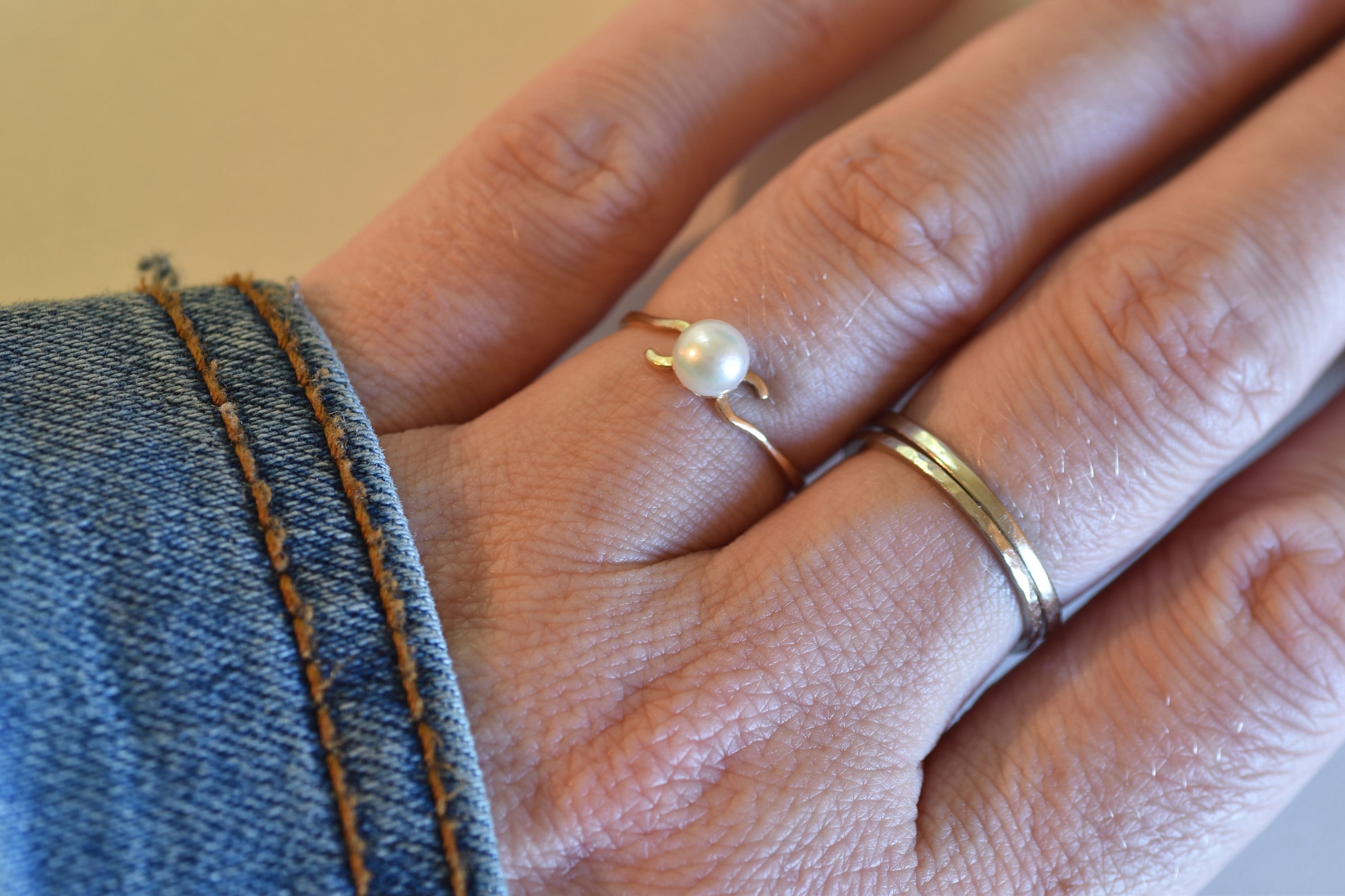 Vintage 10k Pearl Solitaire Ring