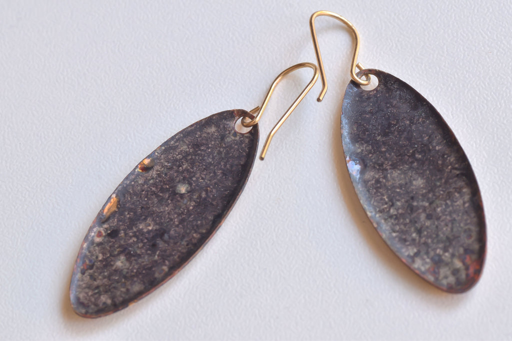 Vintage Teardrop Earrings: Gold Plated Resin Enamel, 1940s-70s