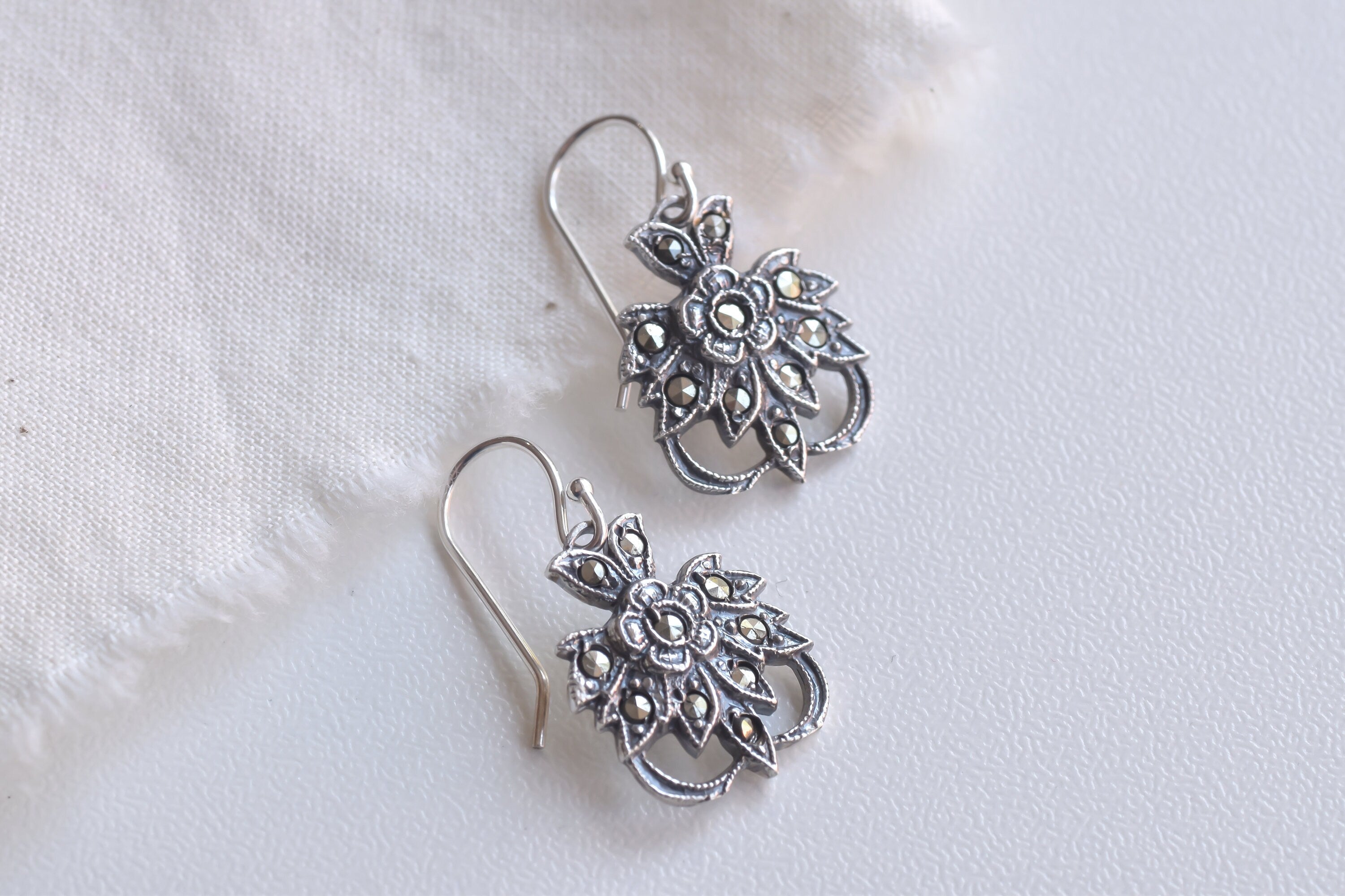 Art Deco Sterling Silver Marcasite Earrings