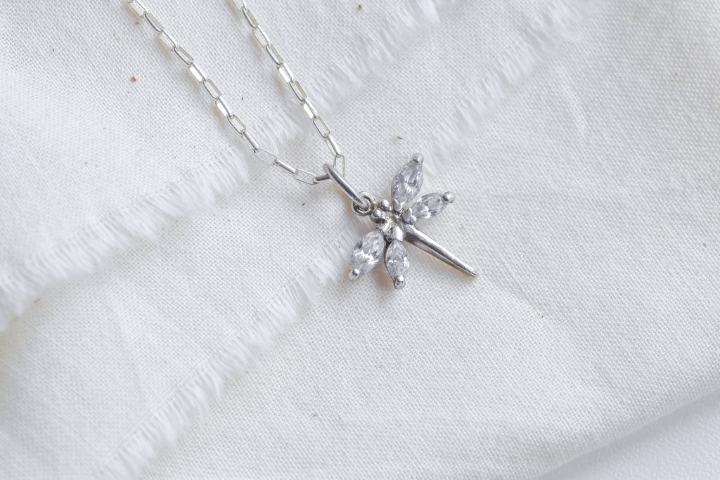 Vintage Sterling Silver Dragonfly Necklace