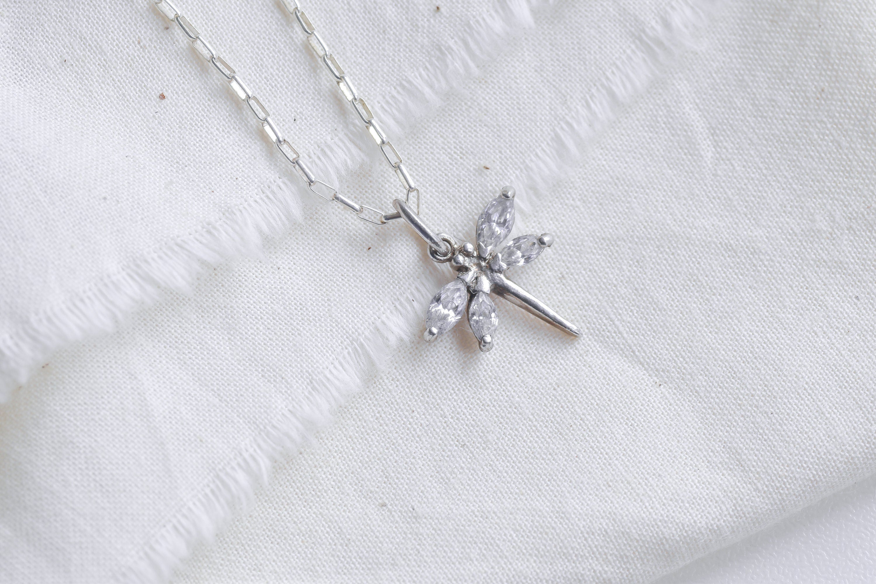 Vintage Sterling Silver Dragonfly Necklace