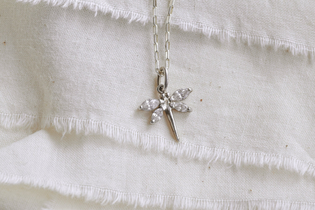 Vintage Sterling Silver Dragonfly Necklace