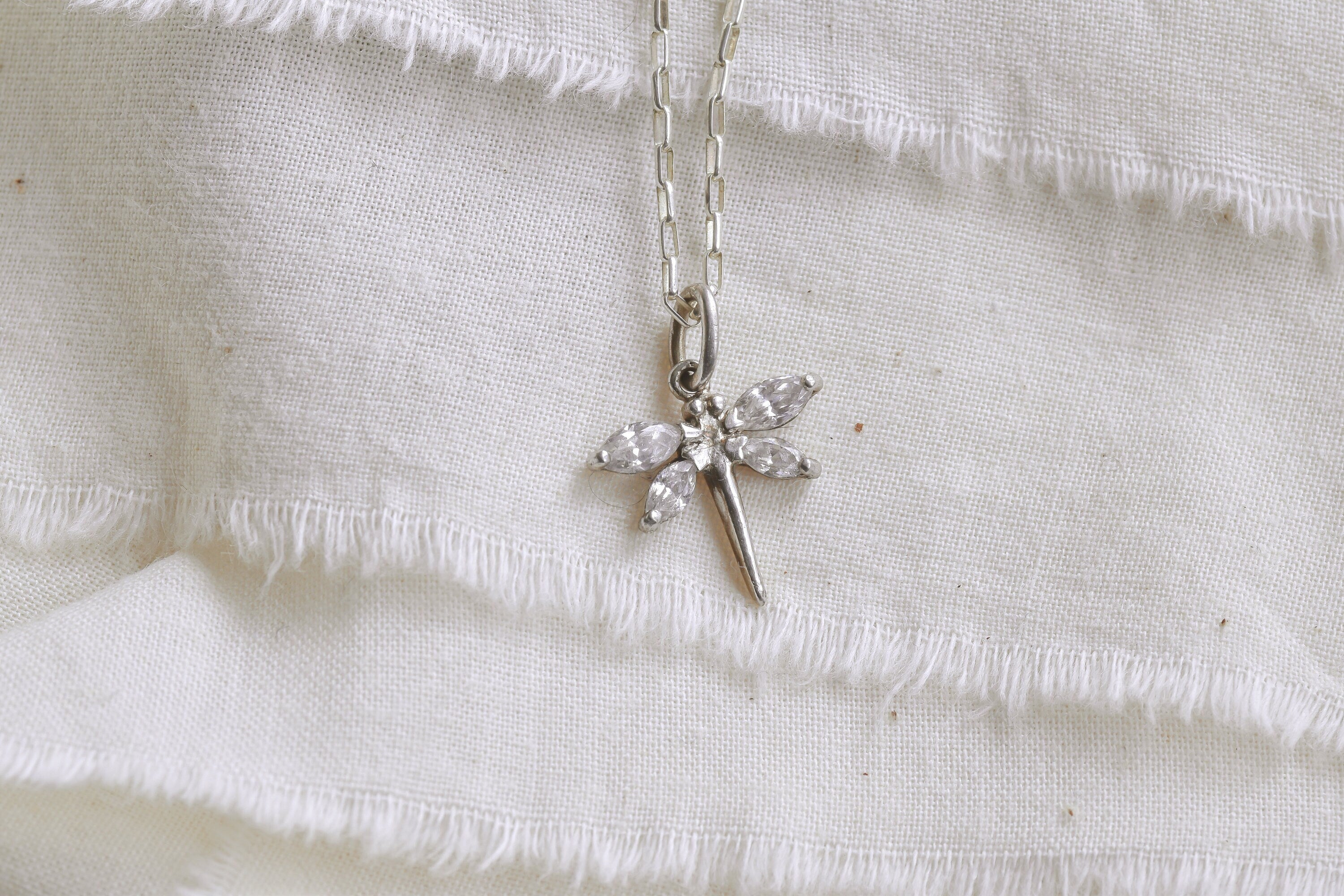 Vintage Sterling Silver Dragonfly Necklace