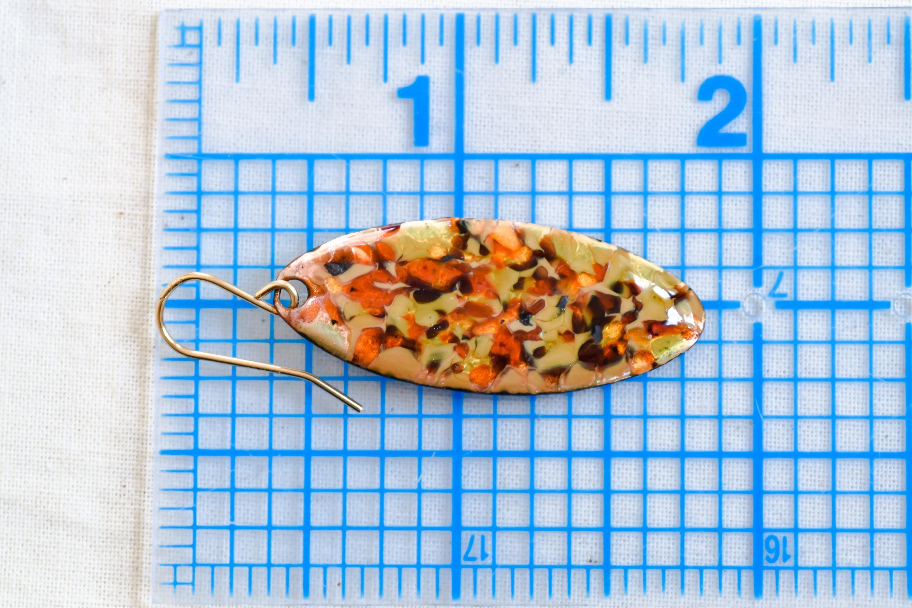 Vintage Teardrop Earrings: Gold Plated Resin Enamel, 1940s-70s