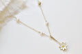 Vintage Daisy Pearl Pendant Necklace - 14k Gold Filled Chain