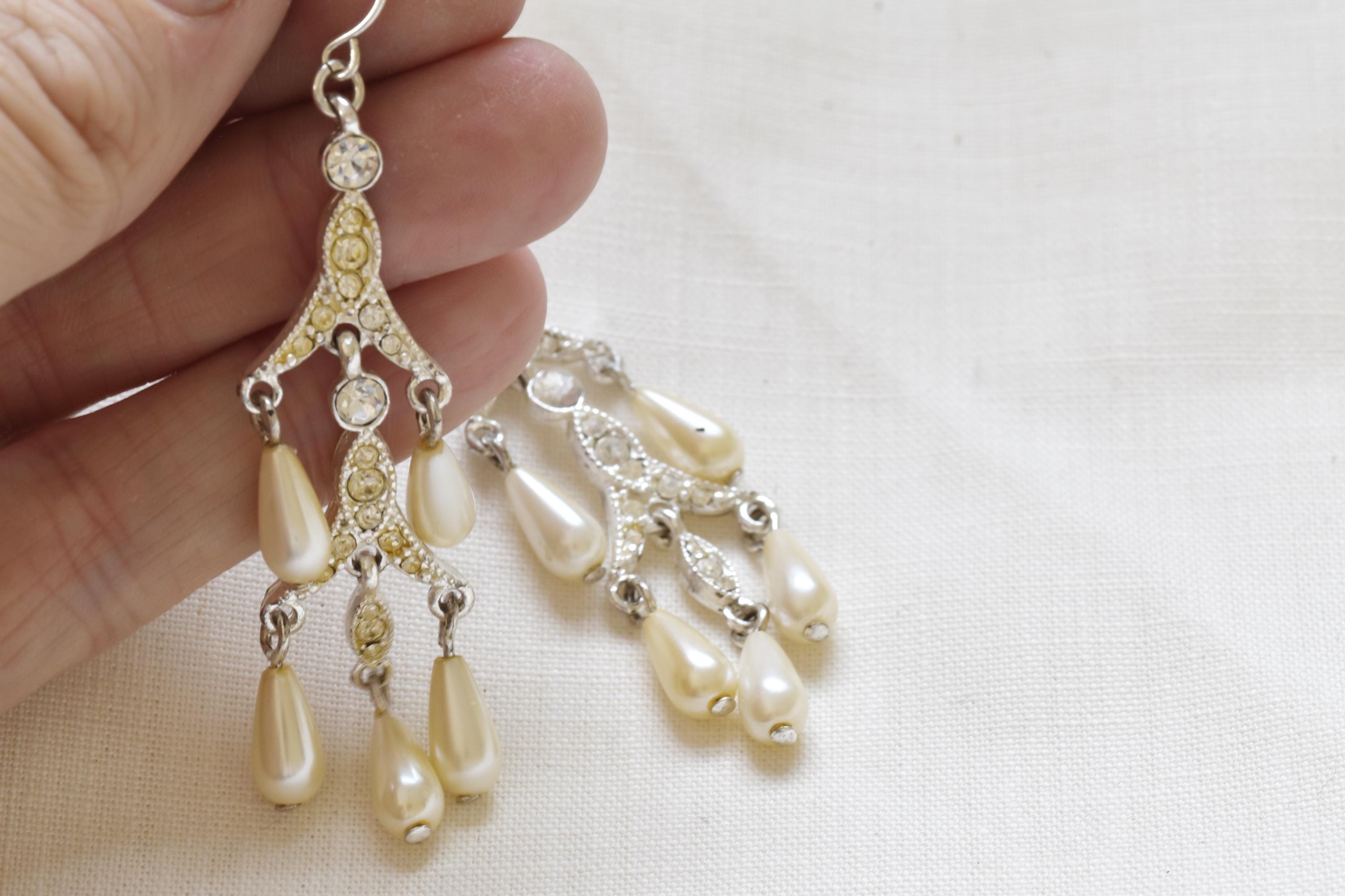 Vintage Pearl Chandelier Earrings