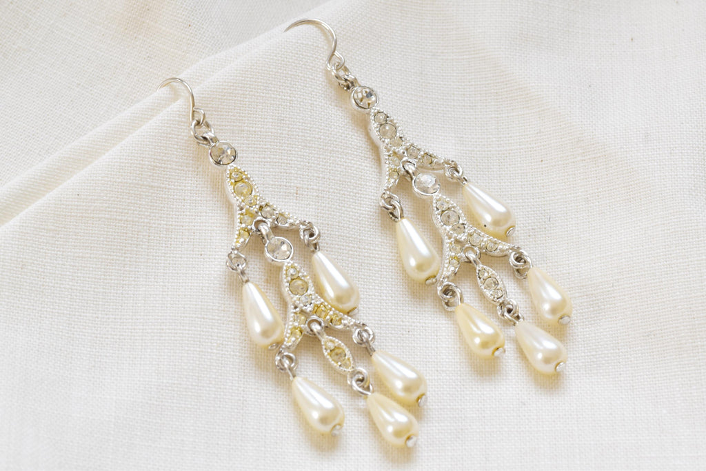 Vintage Pearl Chandelier Earrings