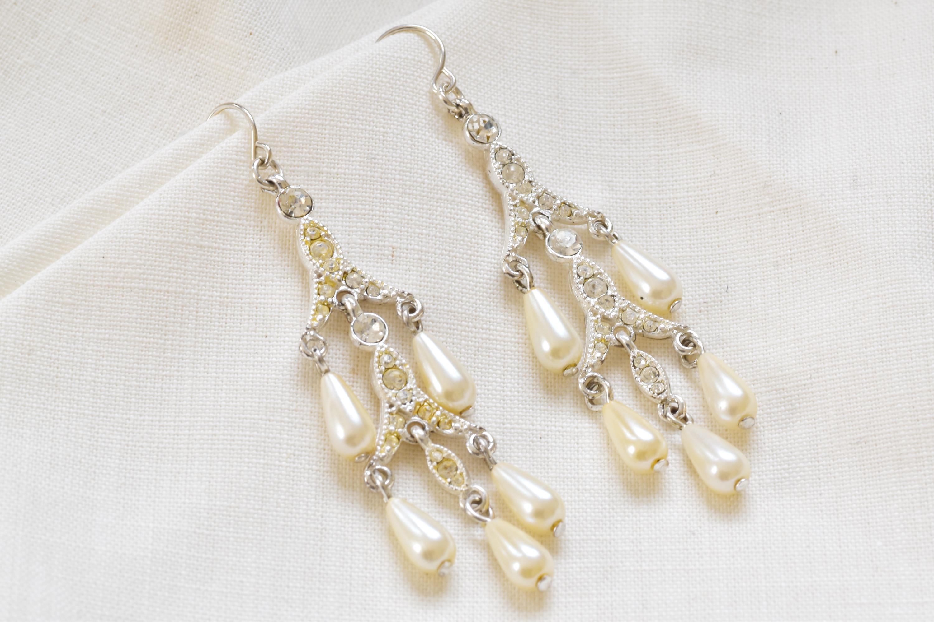 Vintage Pearl Chandelier Earrings