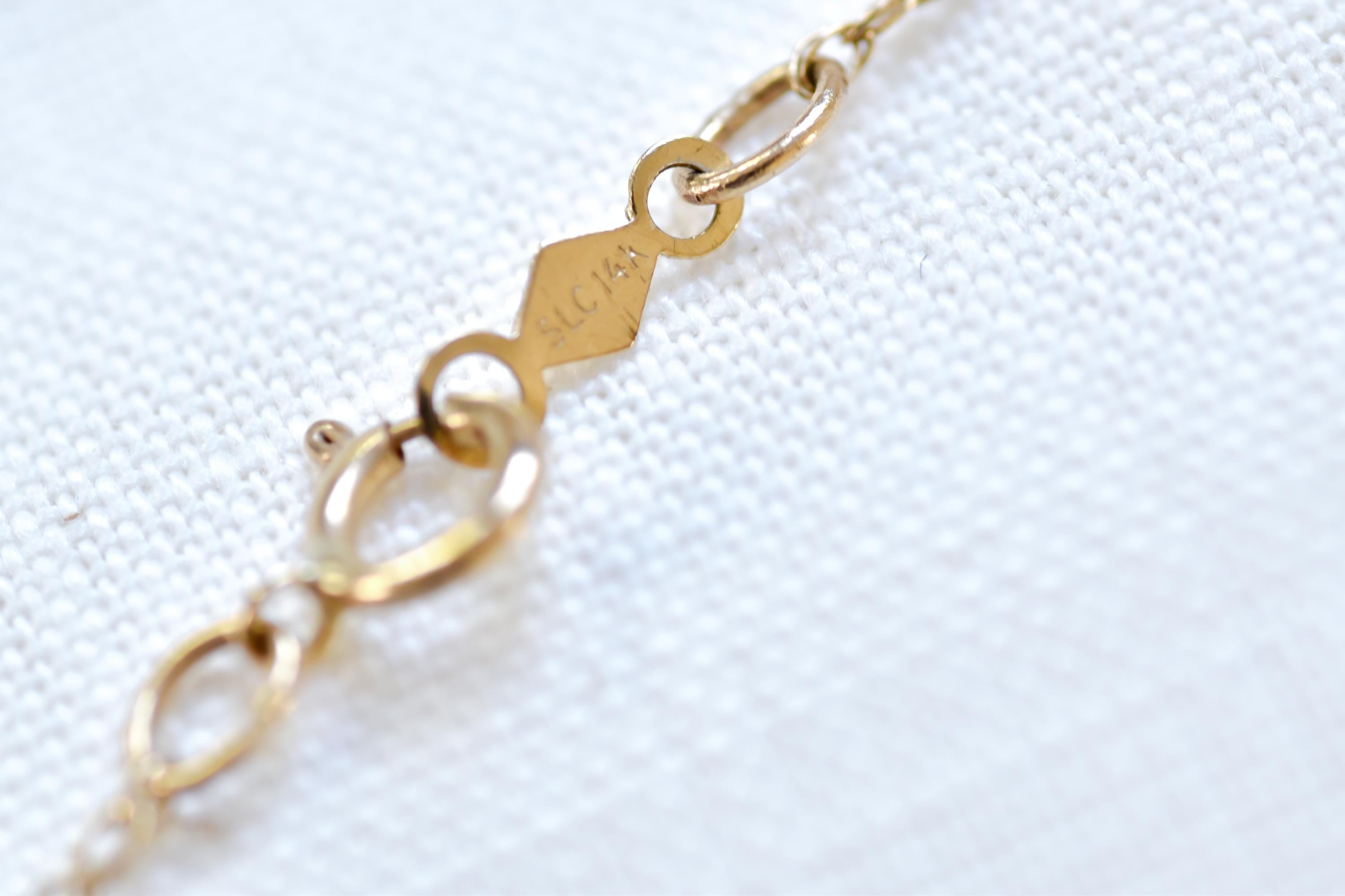 Vintage 14k Yellow Gold Tassel Necklace  Flapper Style Pendant