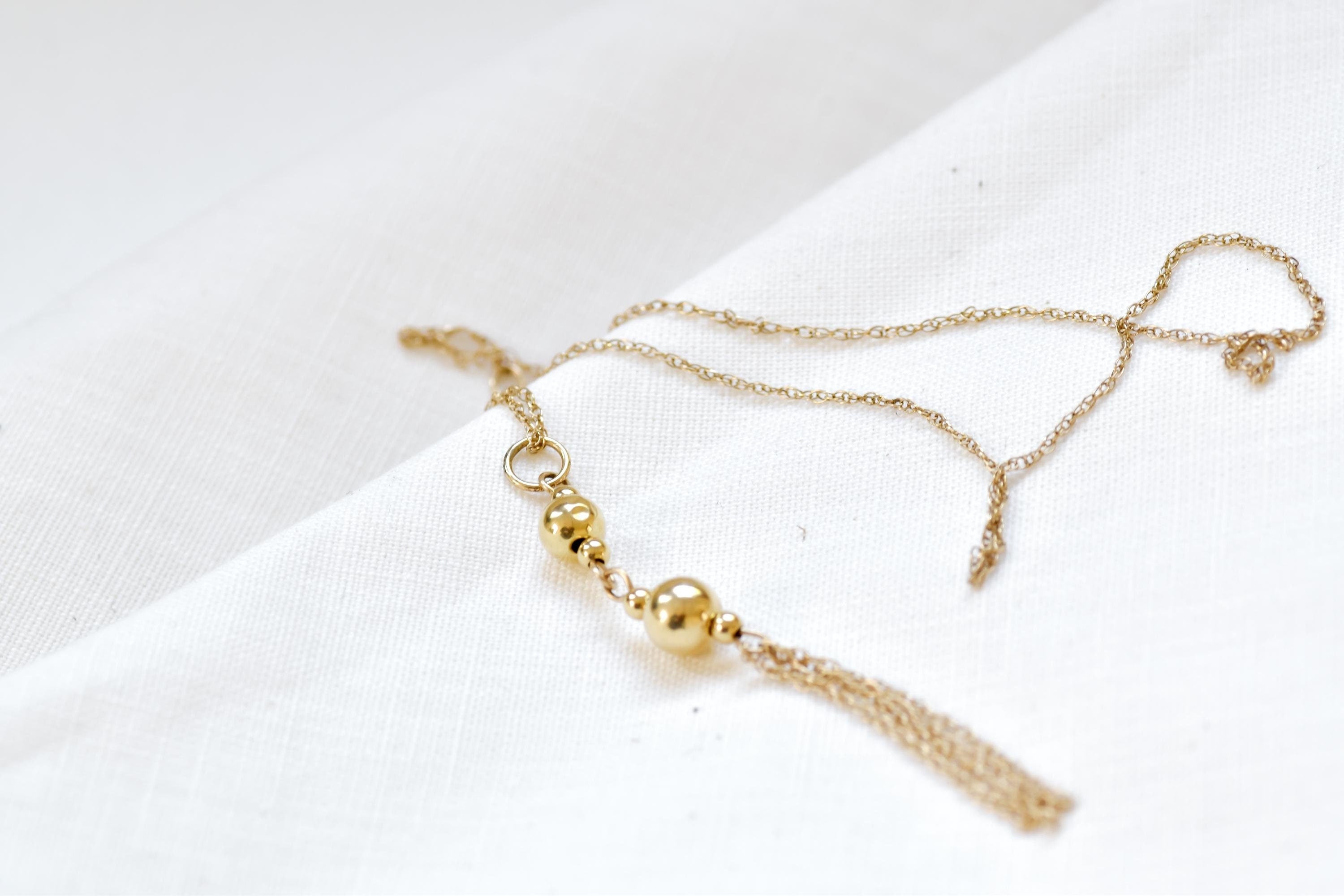 Vintage 14k Yellow Gold Tassel Necklace  Flapper Style Pendant