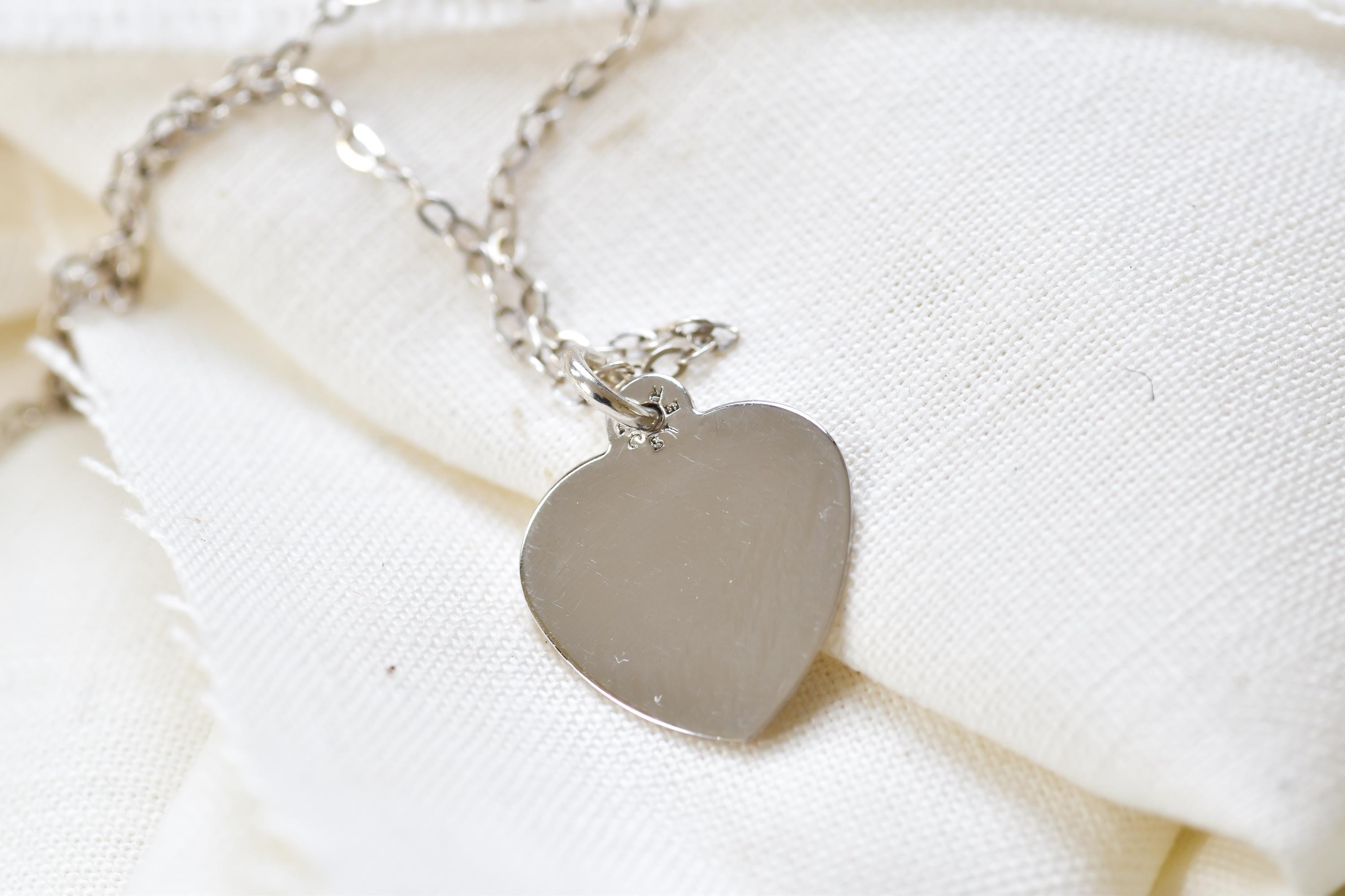 Vintage Sterling Silver Monogram Heart Pendant Necklace