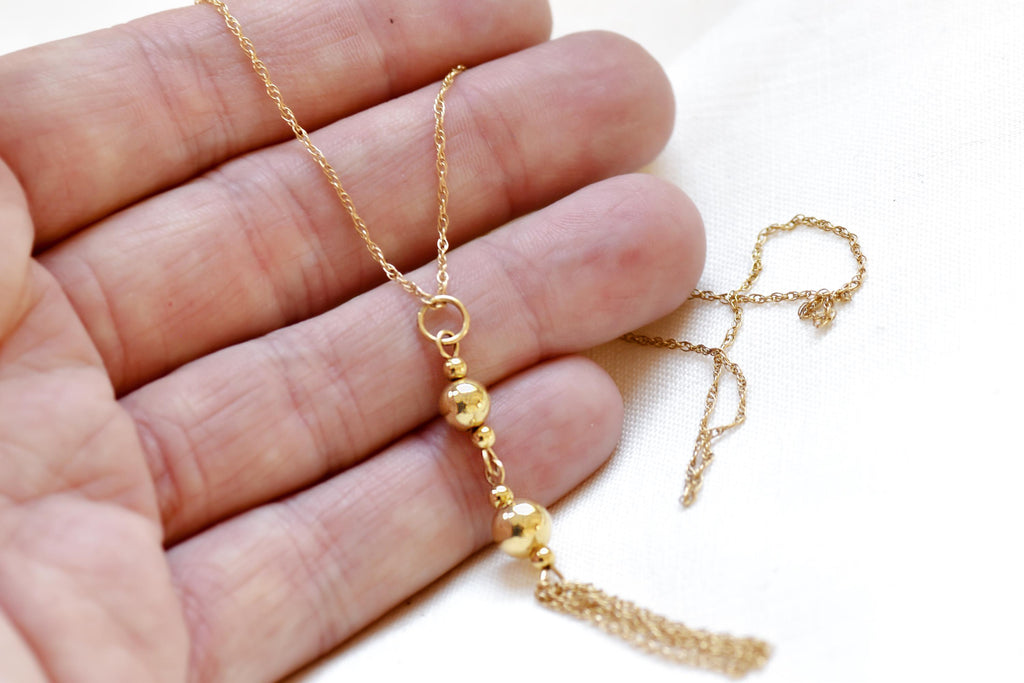 Vintage 14k Yellow Gold Tassel Necklace  Flapper Style Pendant