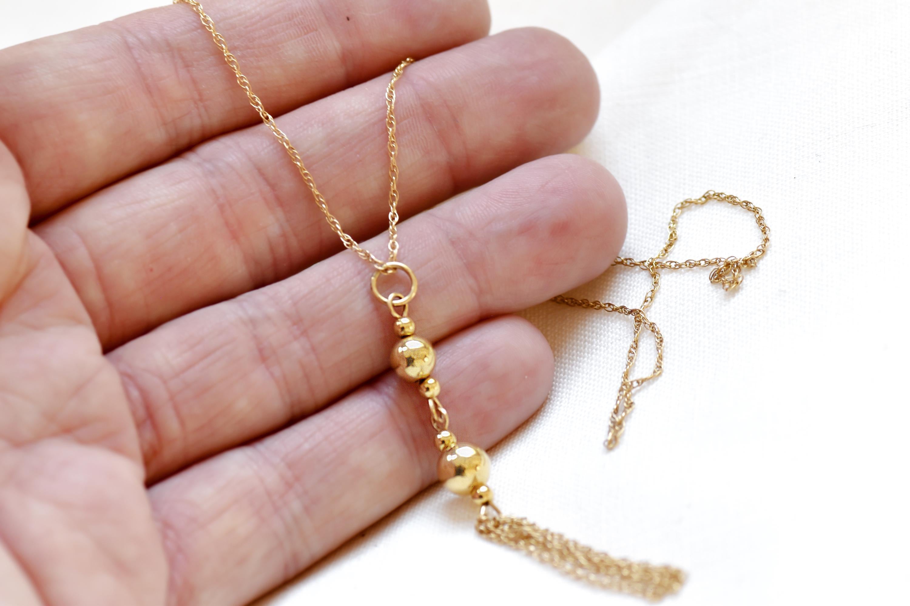 Vintage 14k Yellow Gold Tassel Necklace  Flapper Style Pendant