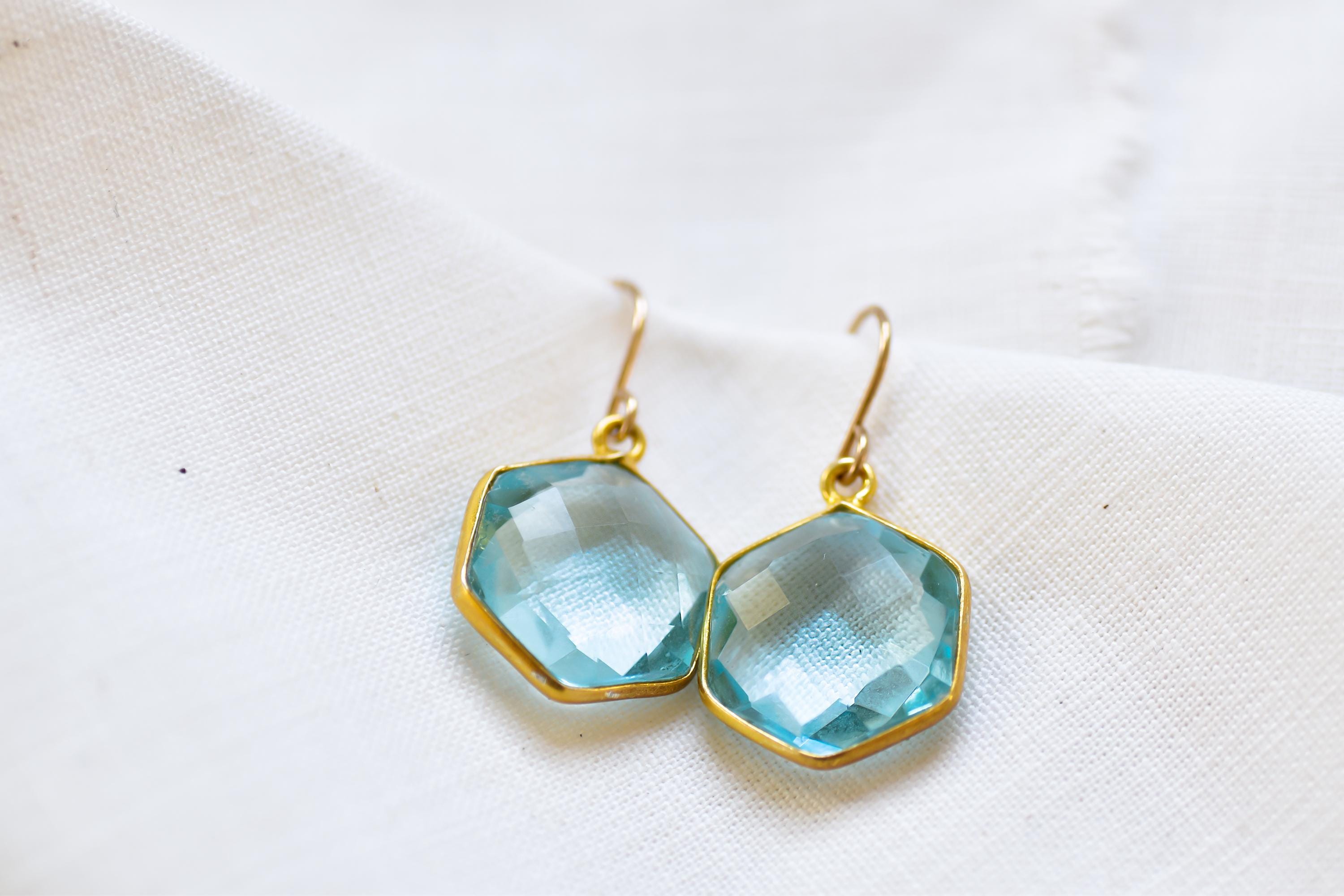 Vermeil Blue Quartz Earrings