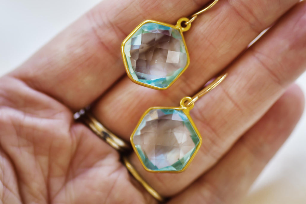 Vermeil Blue Quartz Earrings