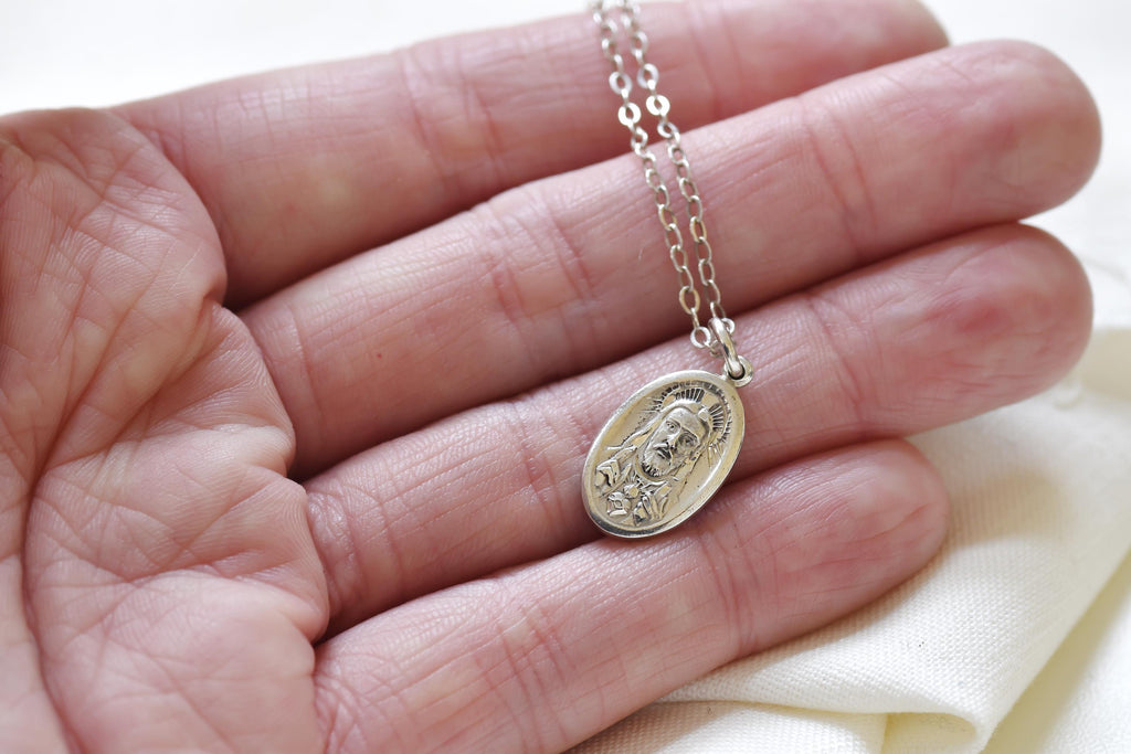 Vintage Sterling Silver Religious Necklace