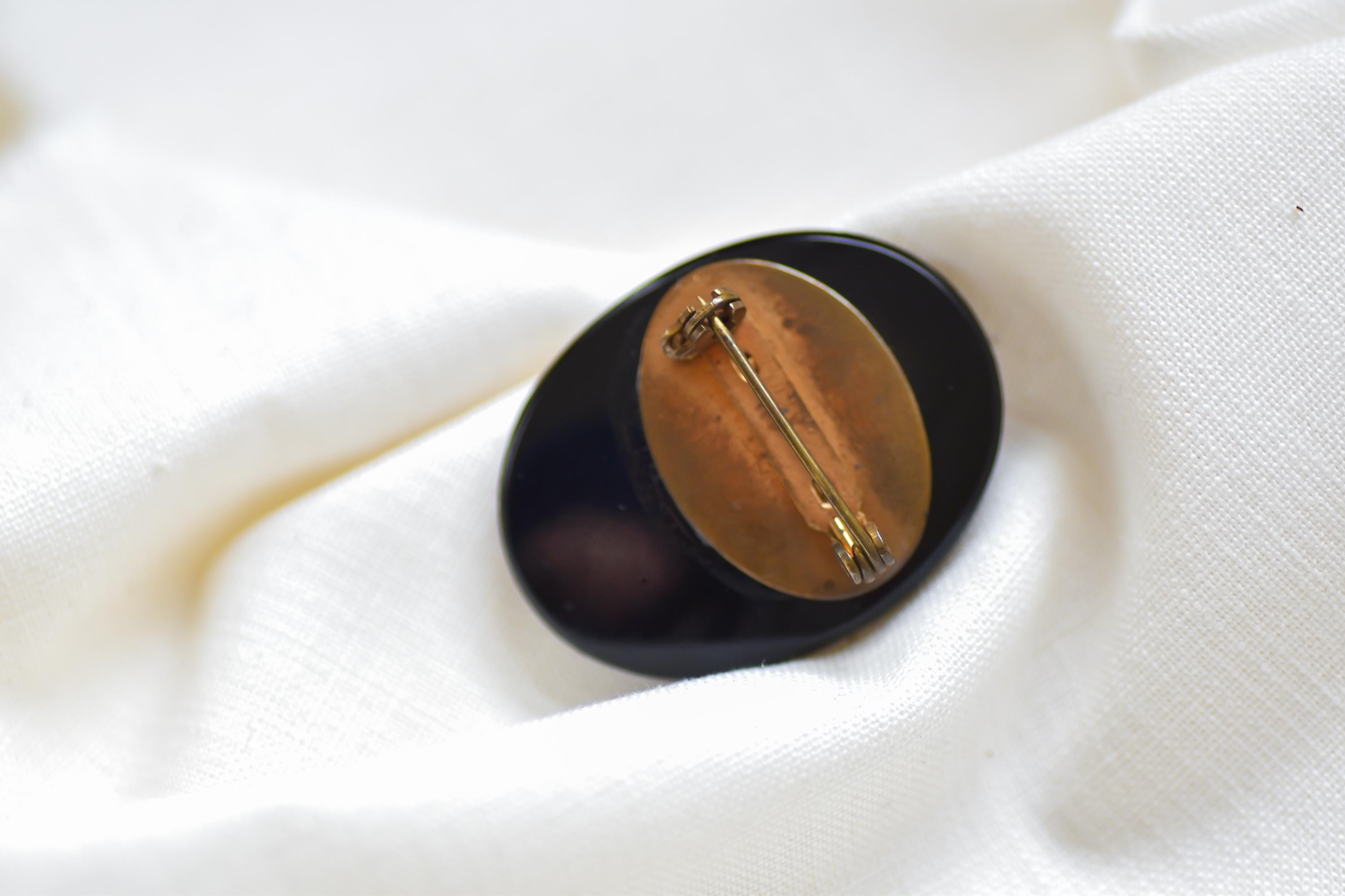 Vintage Black Flower Pin