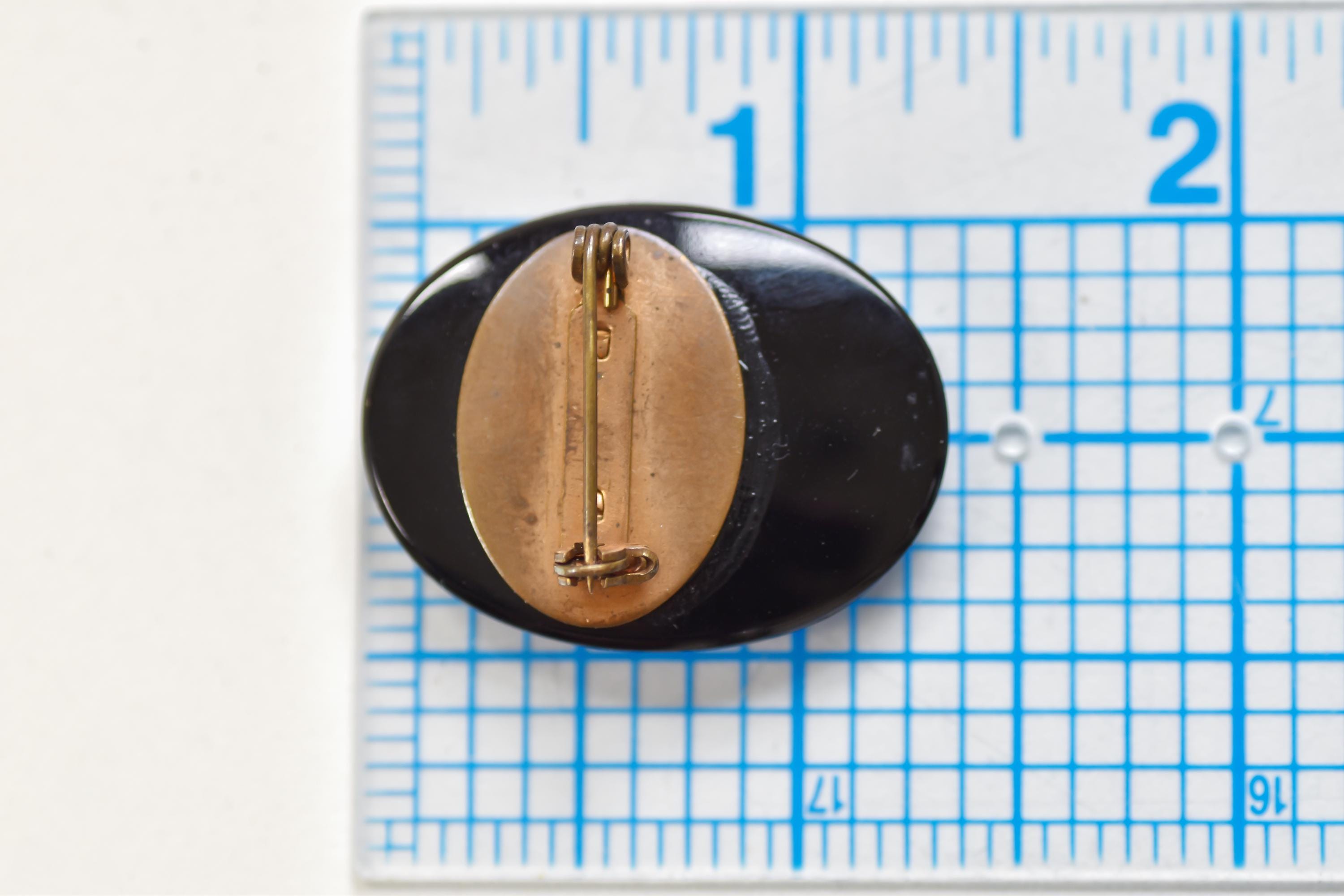 Vintage Black Flower Pin