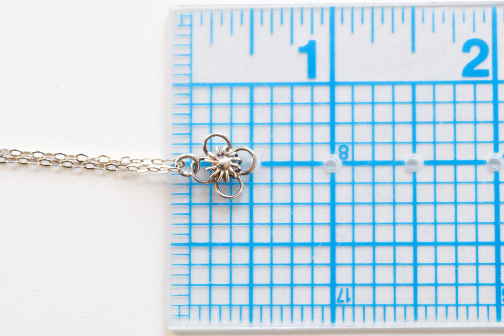 Vintage Sterling Silver Filigree Flower Pendant Necklace