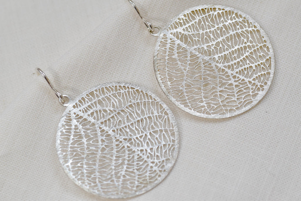 Vintage Silver Filigree Circle Earrings  Sterling Silver Hooks, Lightweight Dangles