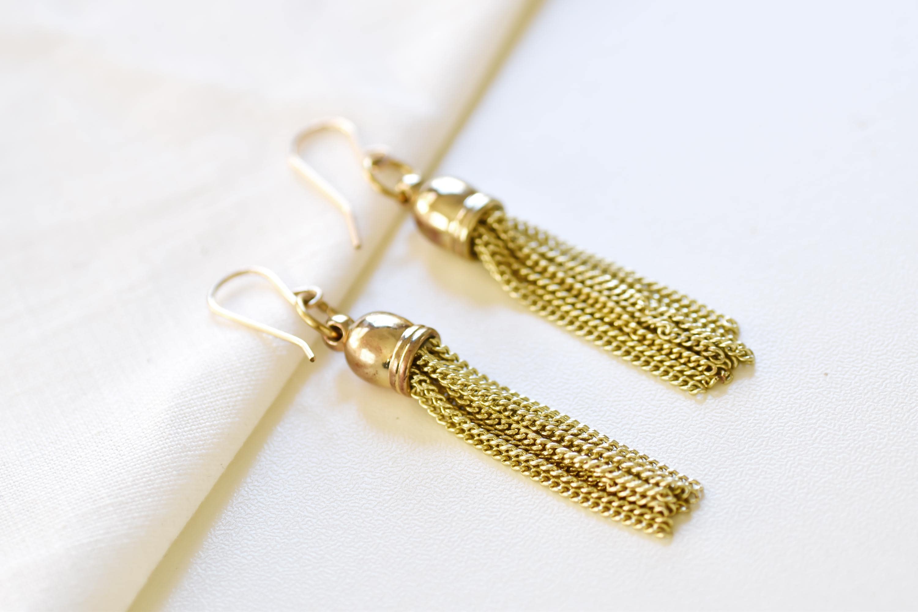 Art Deco Tassel Earrings  Gold Fringe, 1920s Flapper Style