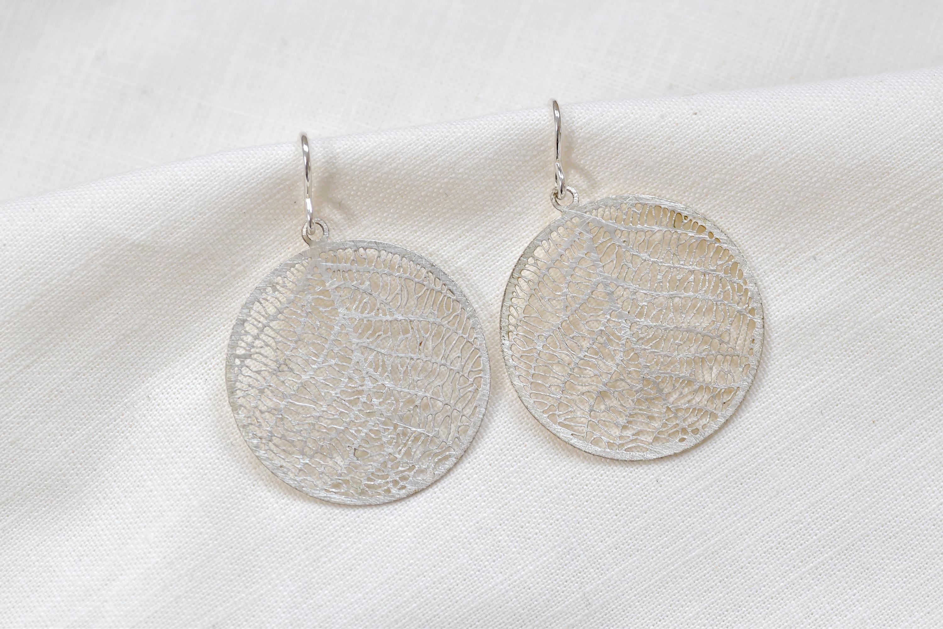 Vintage Silver Filigree Circle Earrings  Sterling Silver Hooks, Lightweight Dangles