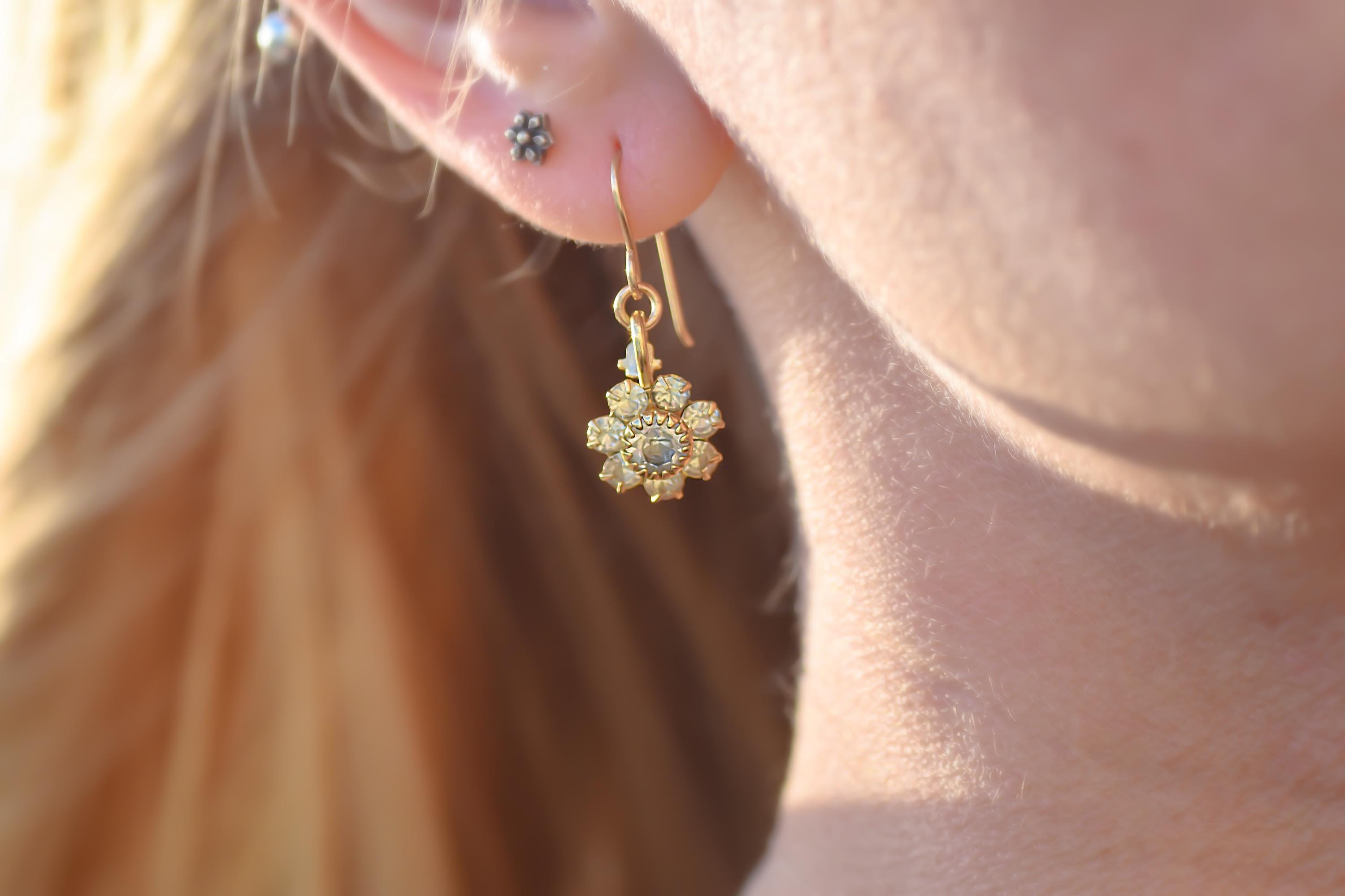 Vintage Flower Drop Earrings