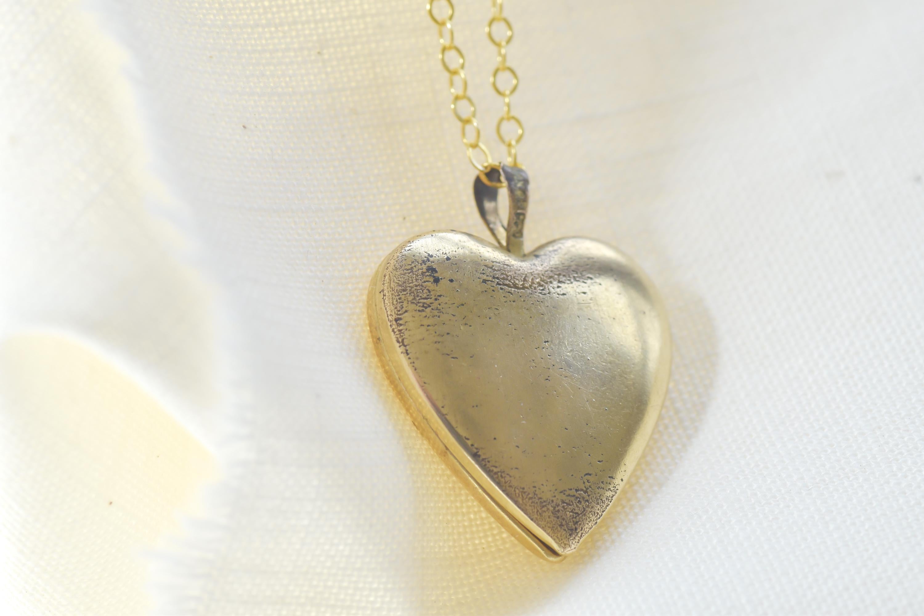 Vintage Heart Locket Necklace with Dried Flower