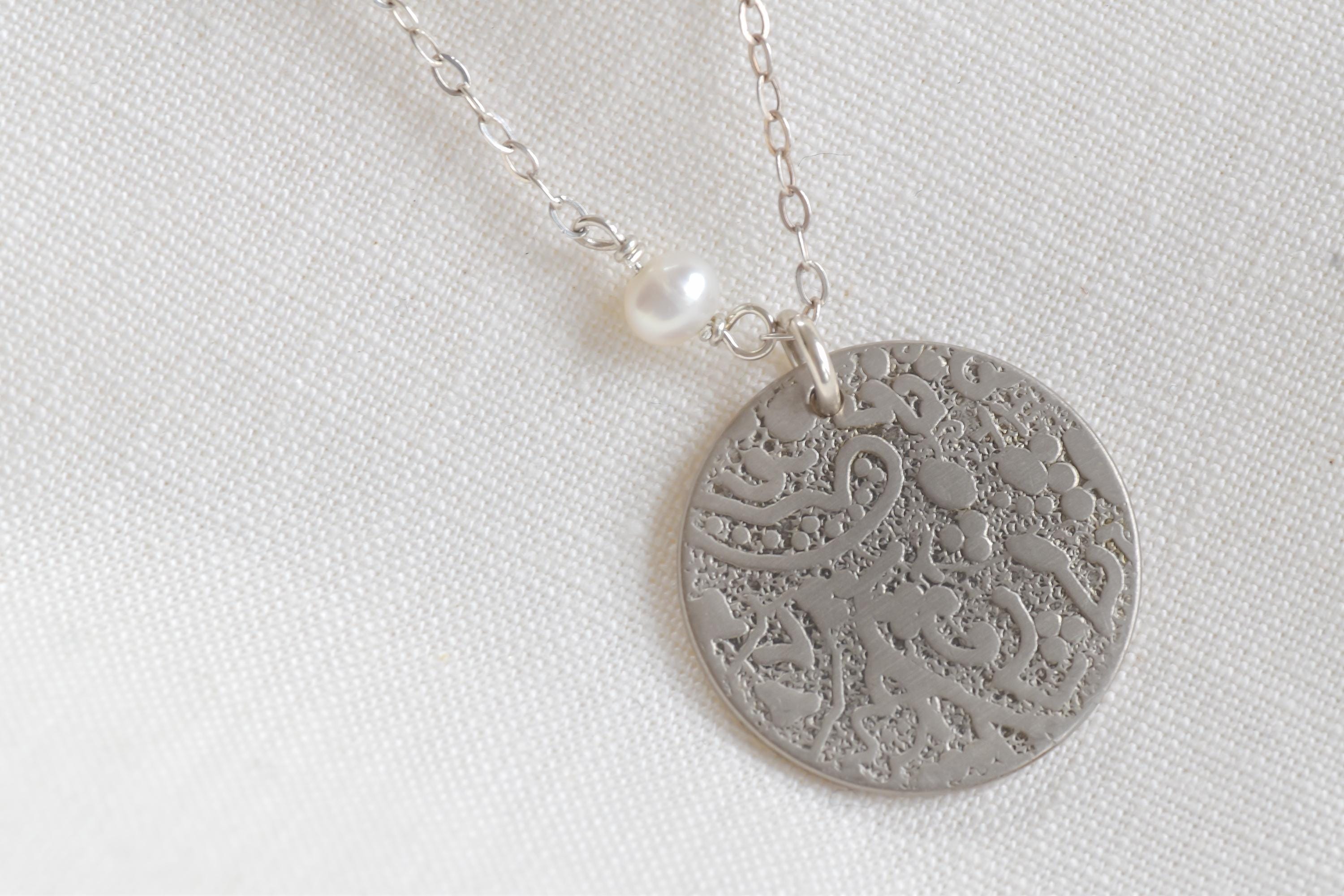 Vintage Floral Etched Coin Necklace
