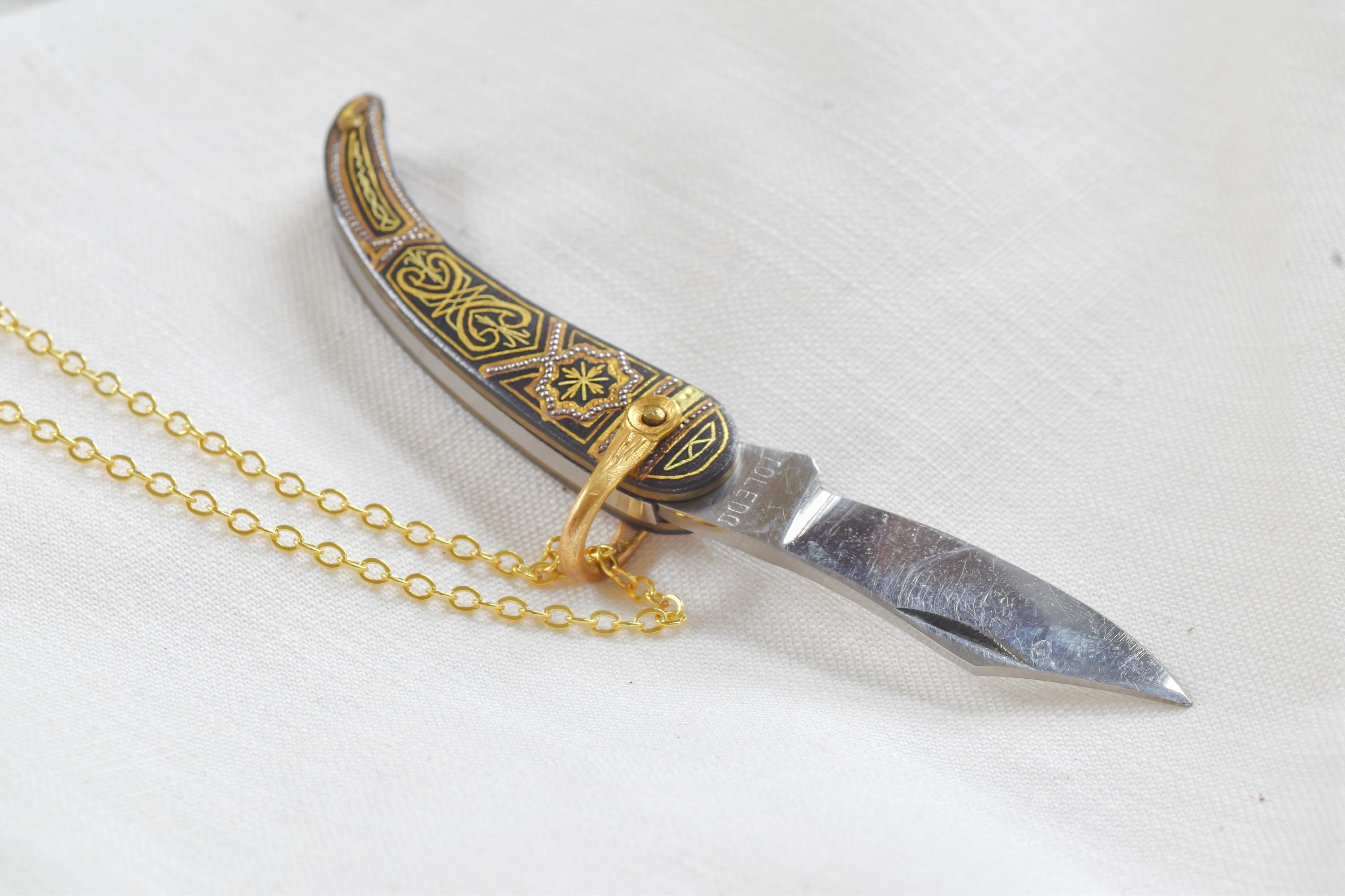 Antique Damascene Pocket Knife
