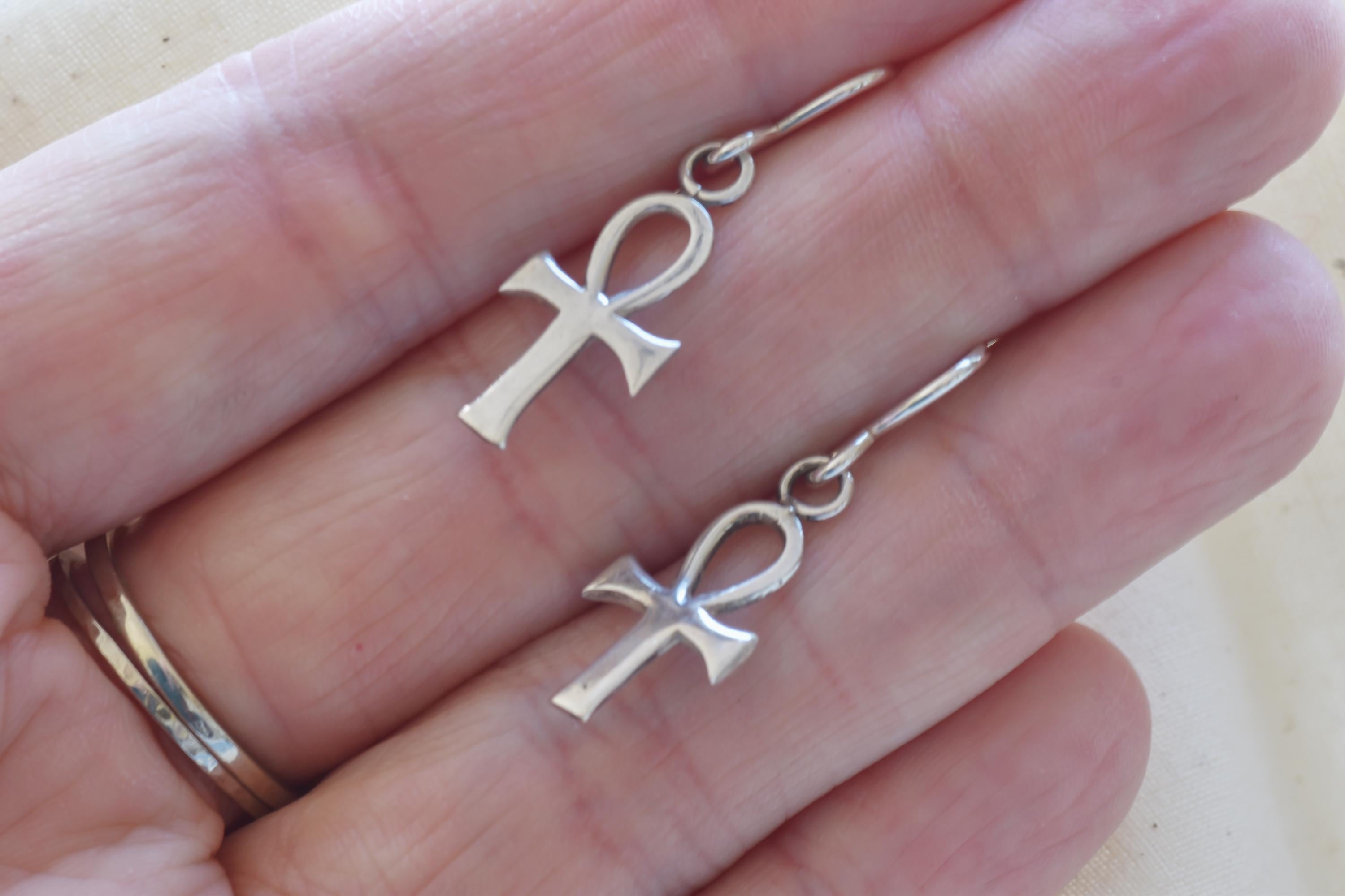 Vintage Sterling Silver Ankh Earrings