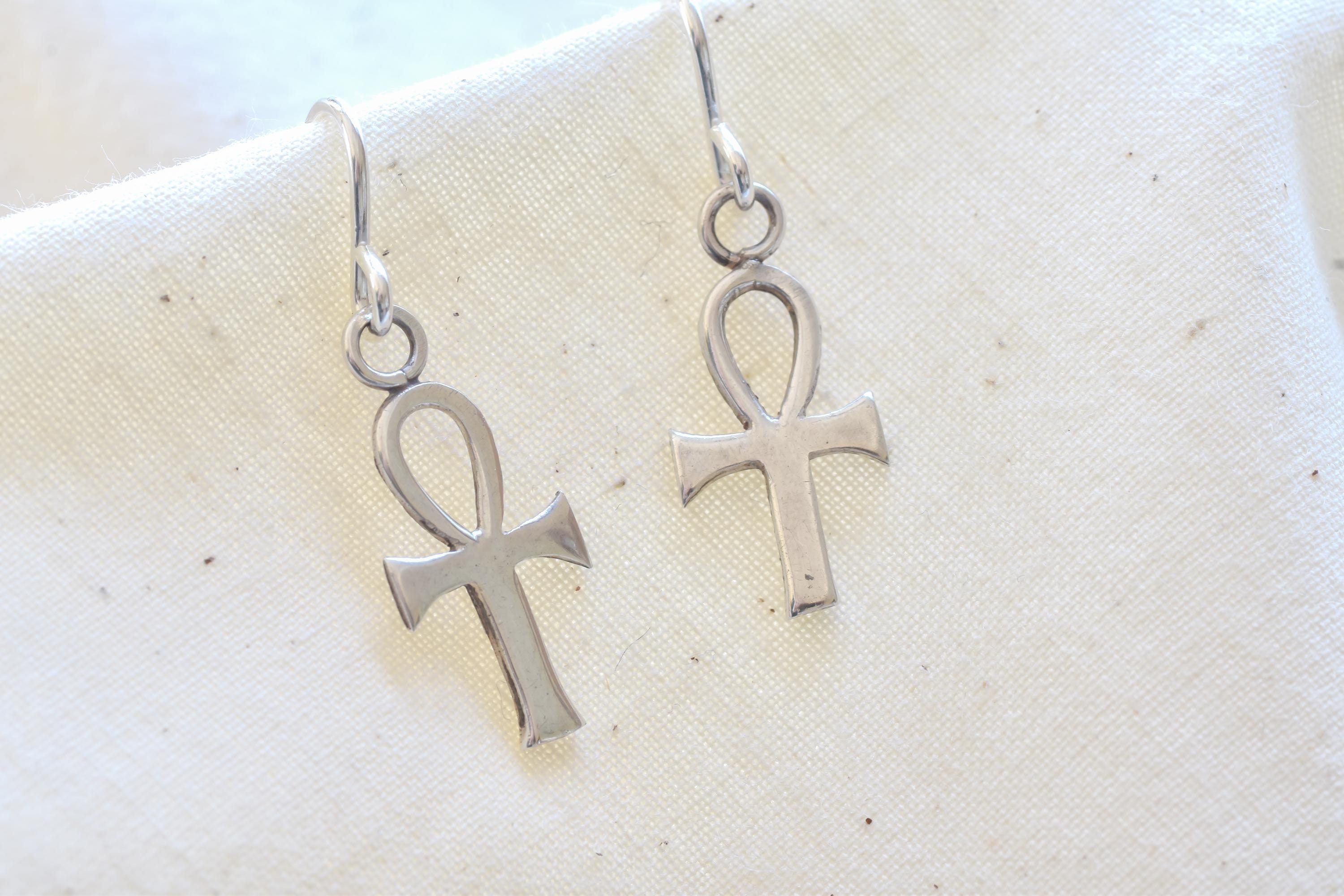 Vintage Sterling Silver Ankh Earrings
