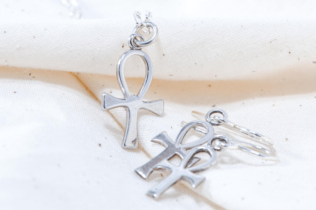 Vintage Sterling Silver Ankh Jewelry Set