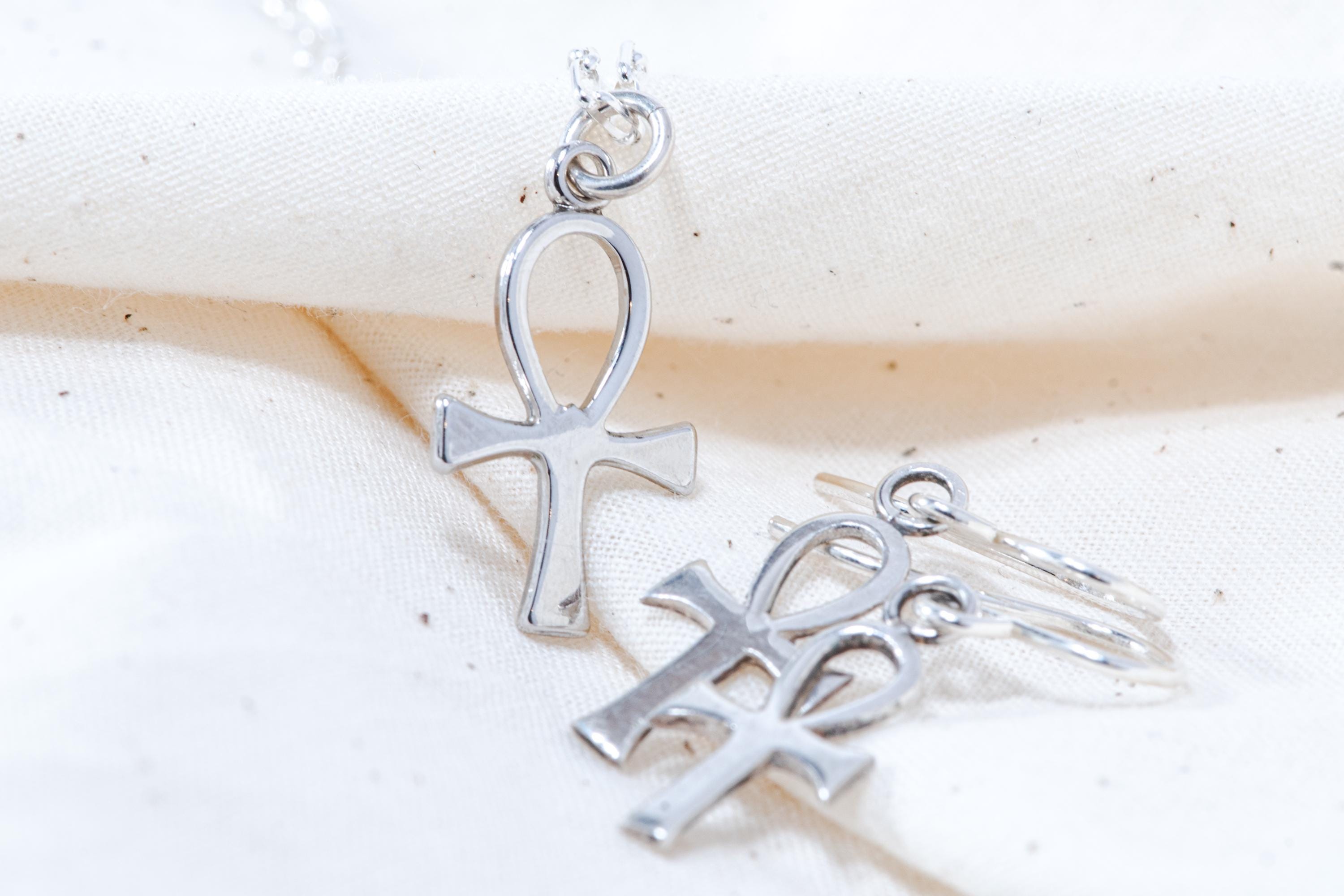 Vintage Sterling Silver Ankh Jewelry Set