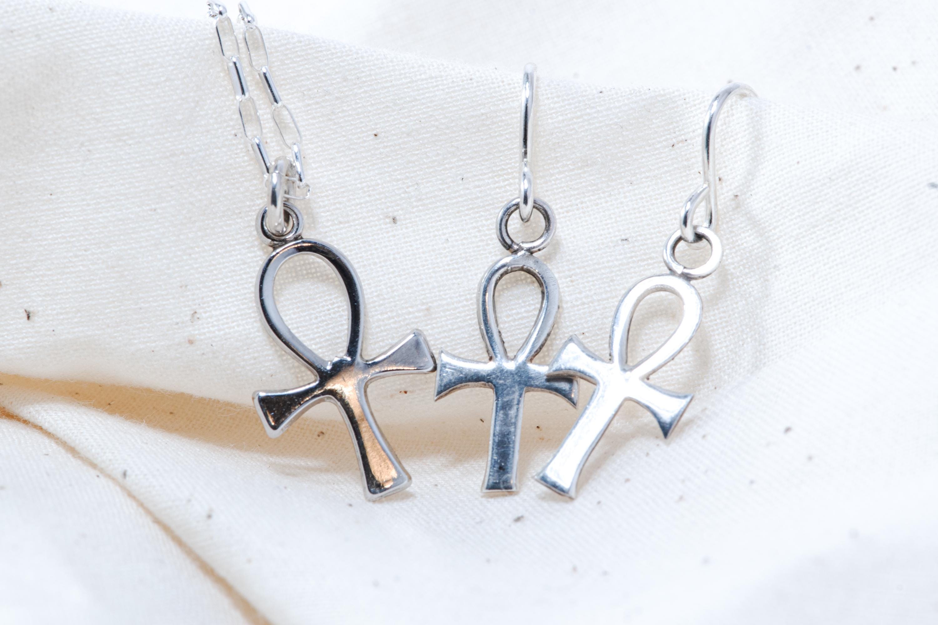 Vintage Sterling Silver Ankh Jewelry Set