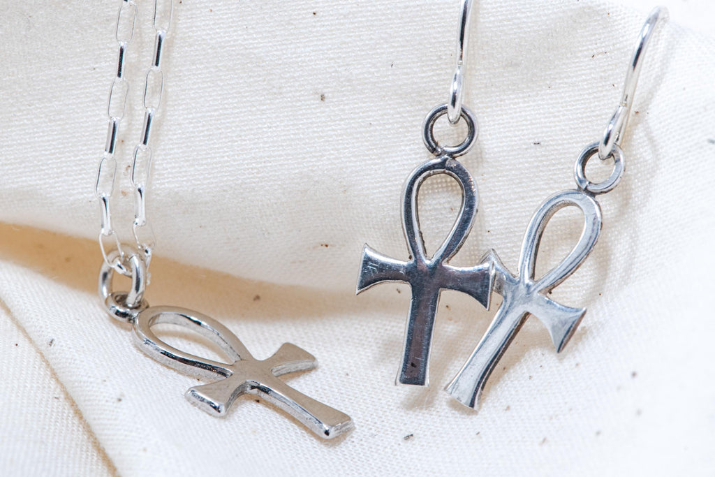 Vintage Sterling Silver Ankh Jewelry Set