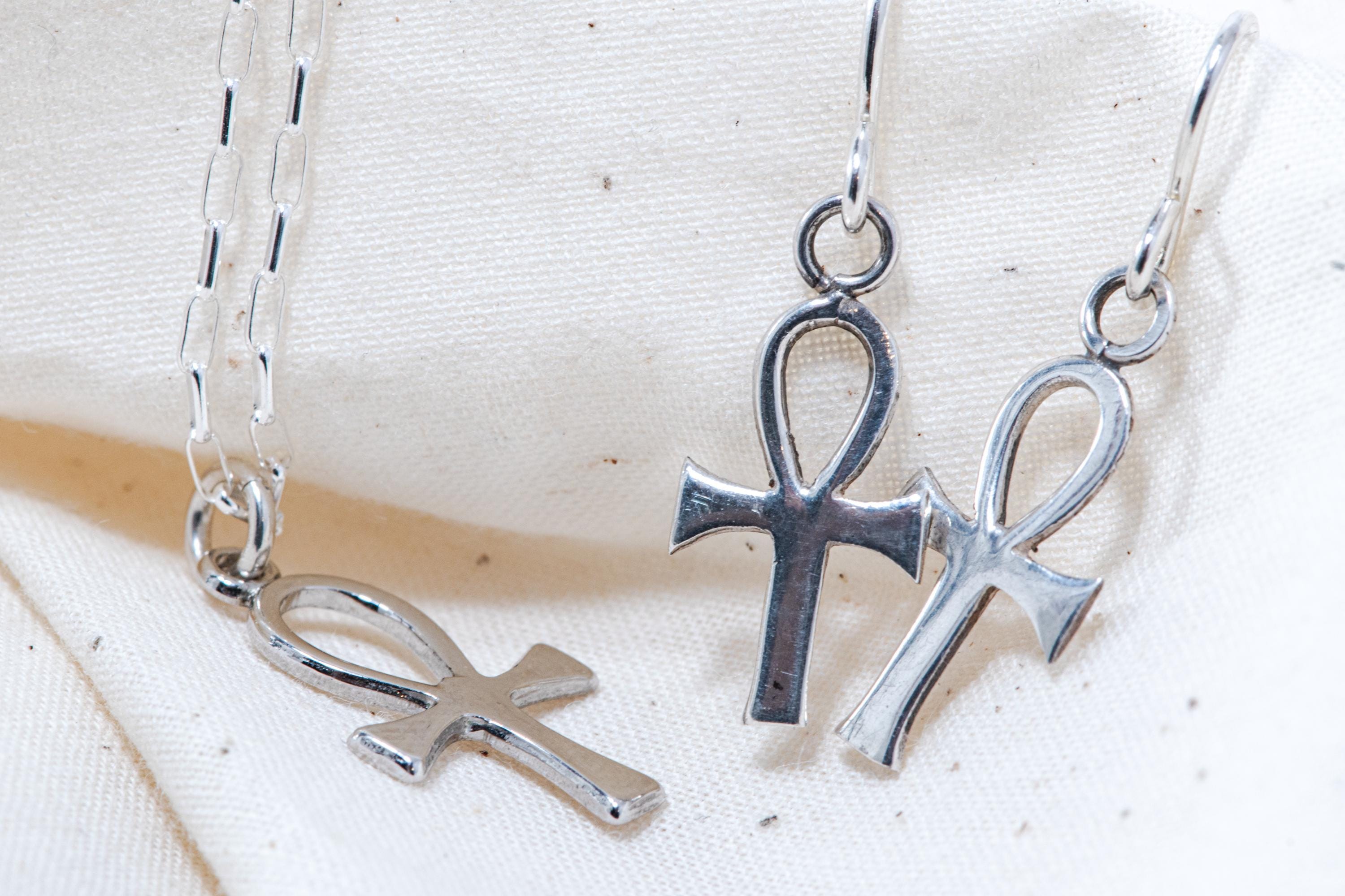 Vintage Sterling Silver Ankh Jewelry Set
