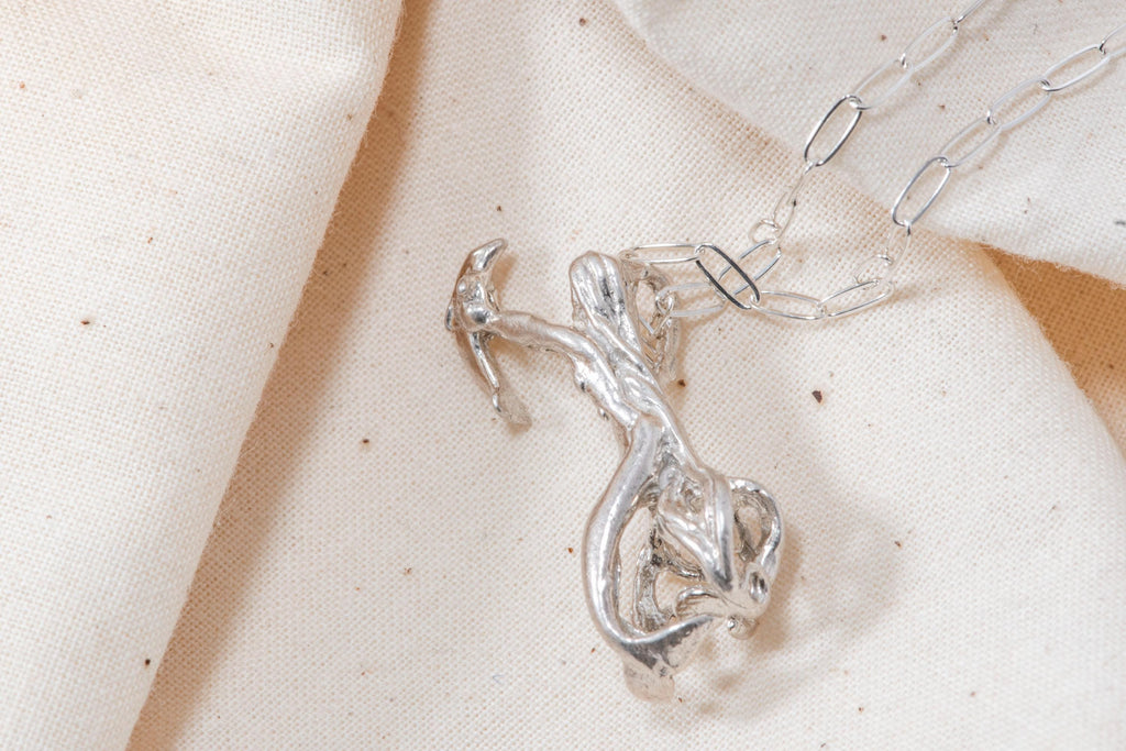 Vintage Sterling Silver Mermaid Dolphin Necklace  Mythical Sea Siren Jewelry