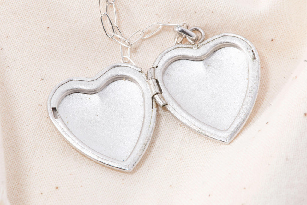 Vintage Sterling Silver Heart Locket Necklace  Personalized “Amy Engraved Name Jewelry