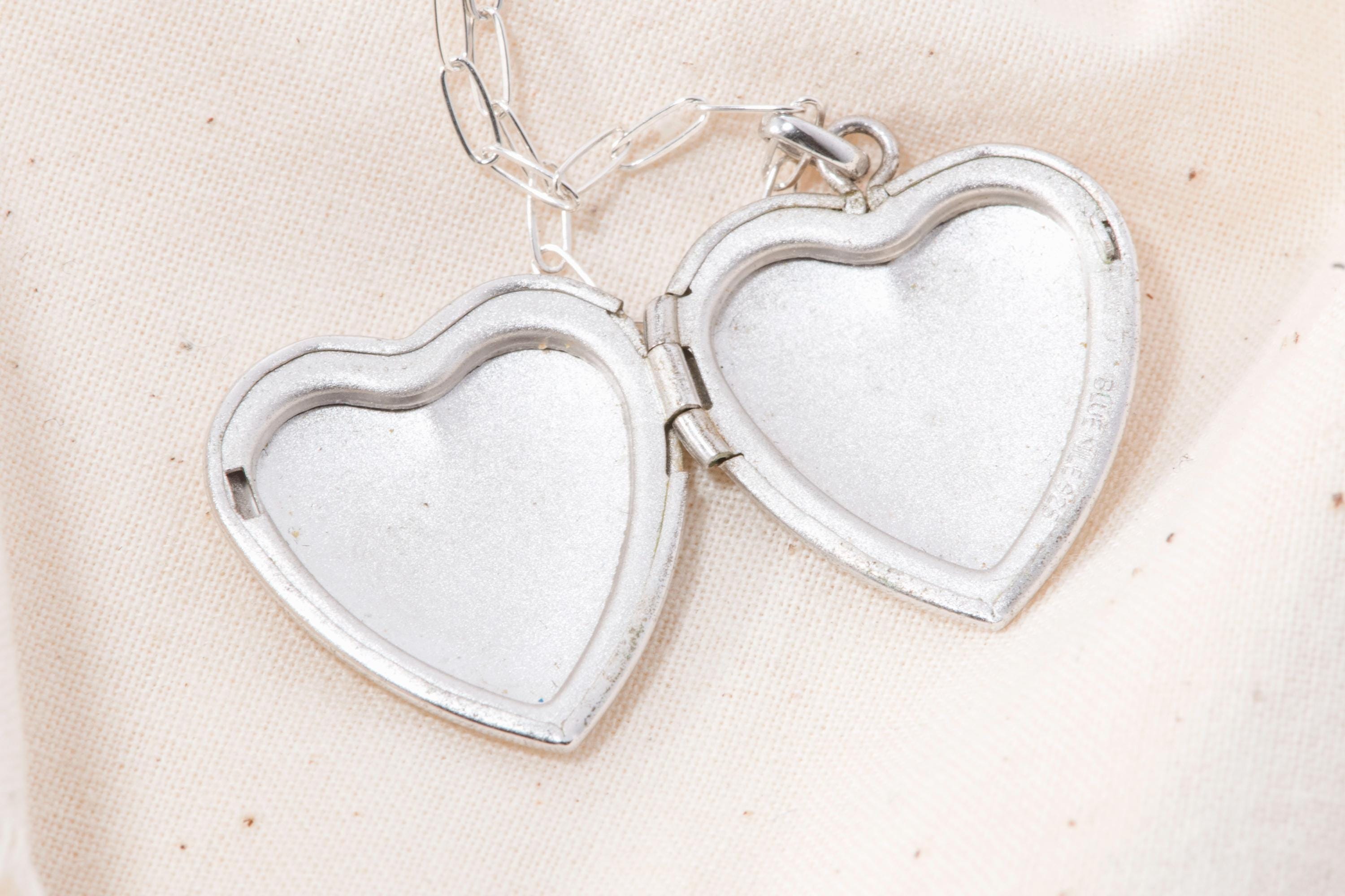 Vintage Sterling Silver Heart Locket Necklace  Personalized “Amy Engraved Name Jewelry