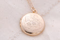 Vintage Gold Floral Locket Necklace  Engraved Keepsake Photo Pendant